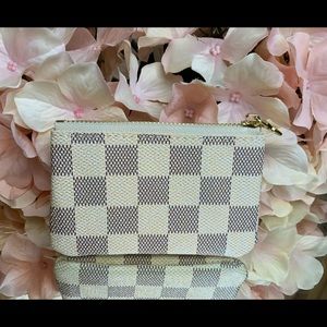 Luxury Keychain Pouch-zip Beige Checkered